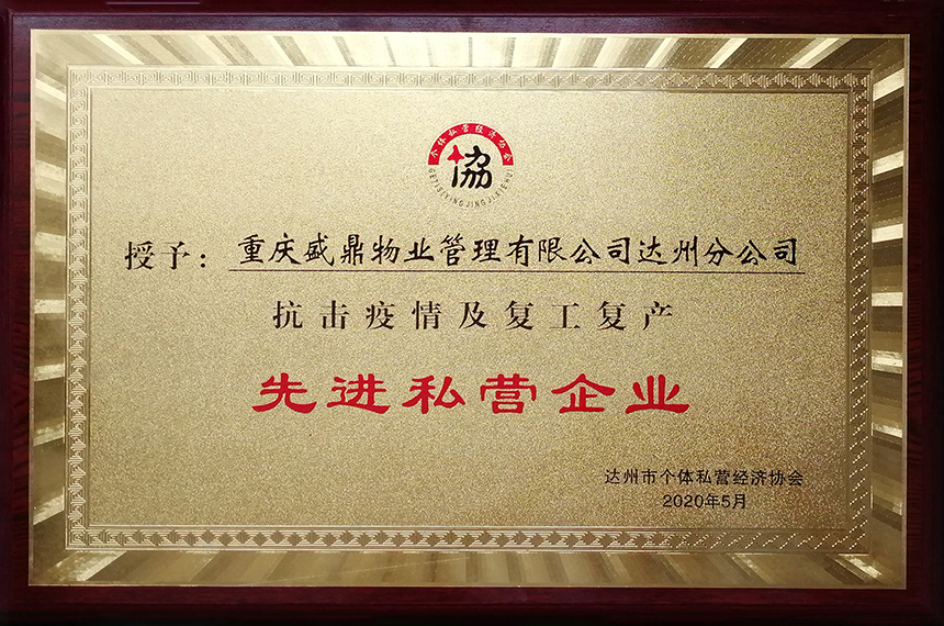 抗击疫情及复工复产“先进私营企业”（达州分公司）.jpg